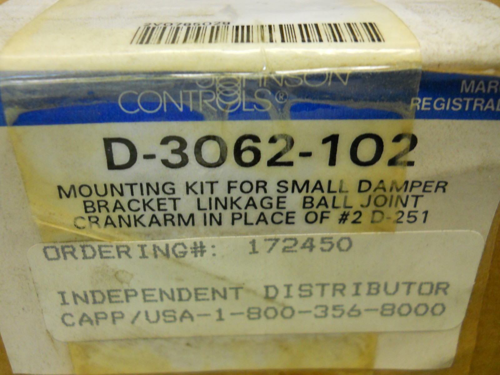 JOHNSON CONTROLS D-3062-102 DAMPER LINKAGE / MOUNTING BRACKET KIT NEW IN BOX