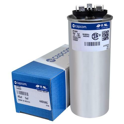 45 + 5 uf MFD x 440 VAC # 27L889 Genteq Dual Round Capacitor / GE Industrial
