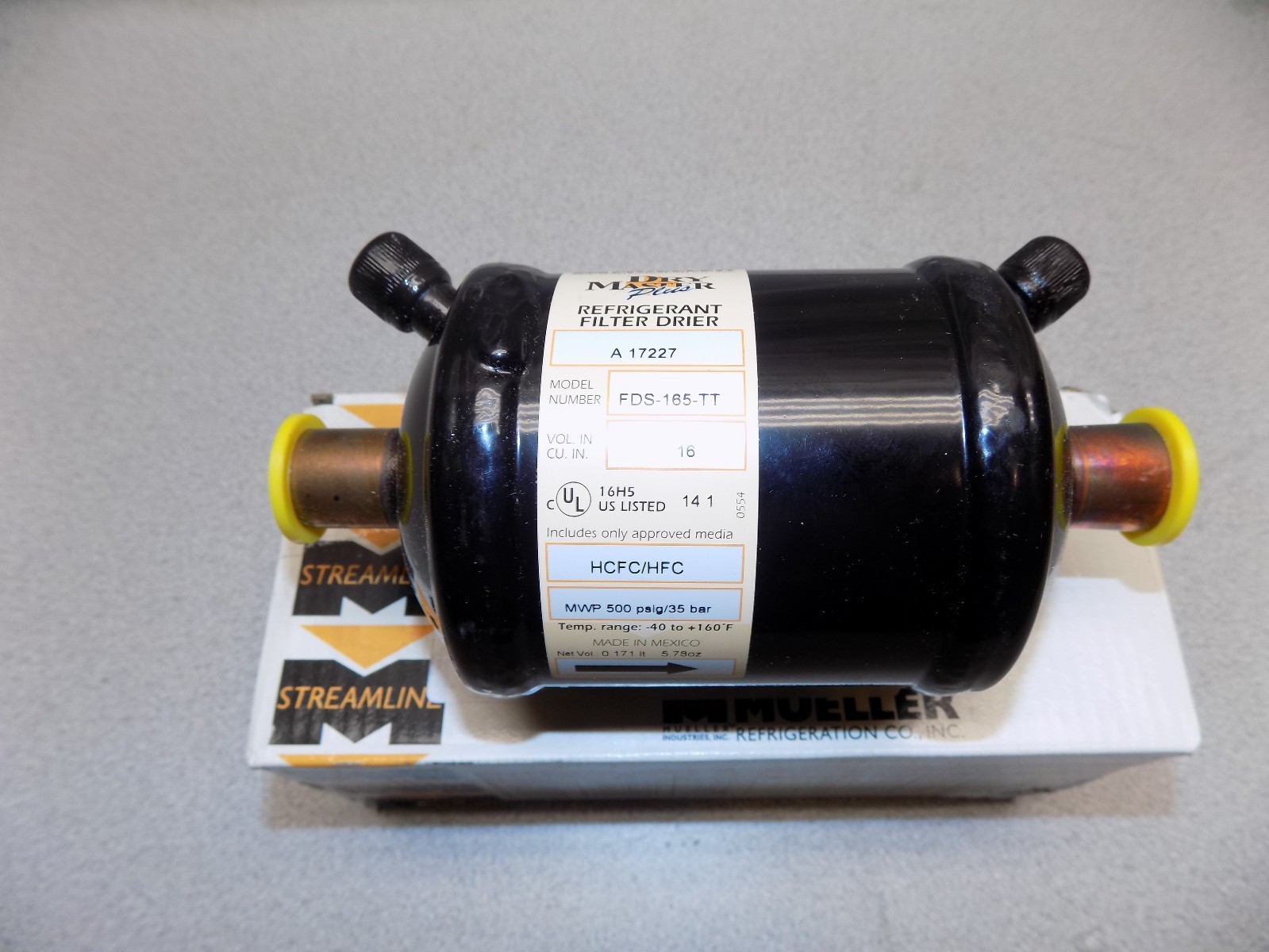 New Mueller Suction In Line Filter Drier A 17227 5/8 Solder CFC HCFC HFC R134 AC