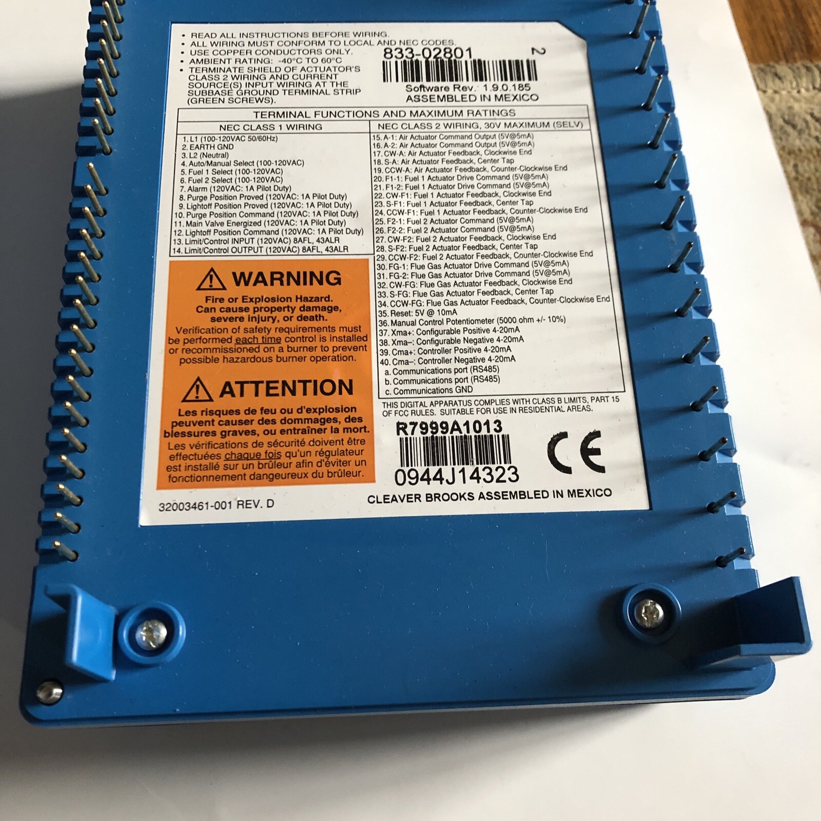 Cleaver Brooks 833-02801,R7999A1013, 833 02801 Controller, 83302801 ,EJ
