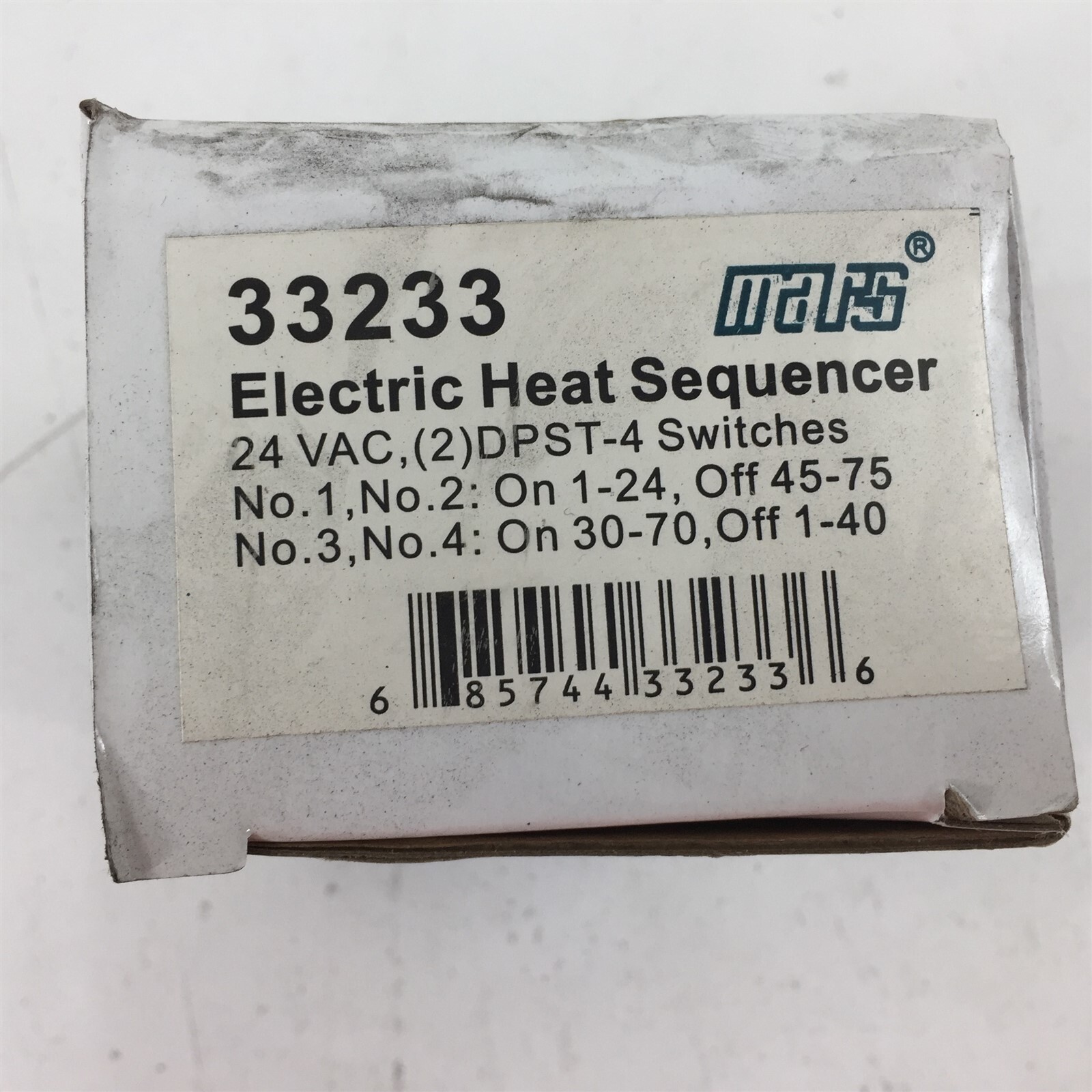 MARS 33233 Electric Heat Sequencer 24VAC (2)DPST-4 Switches