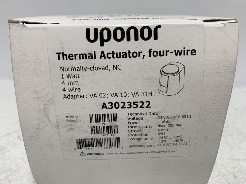 Uponor A3023522 Thermal Actuator 24V 1W 4-Wire