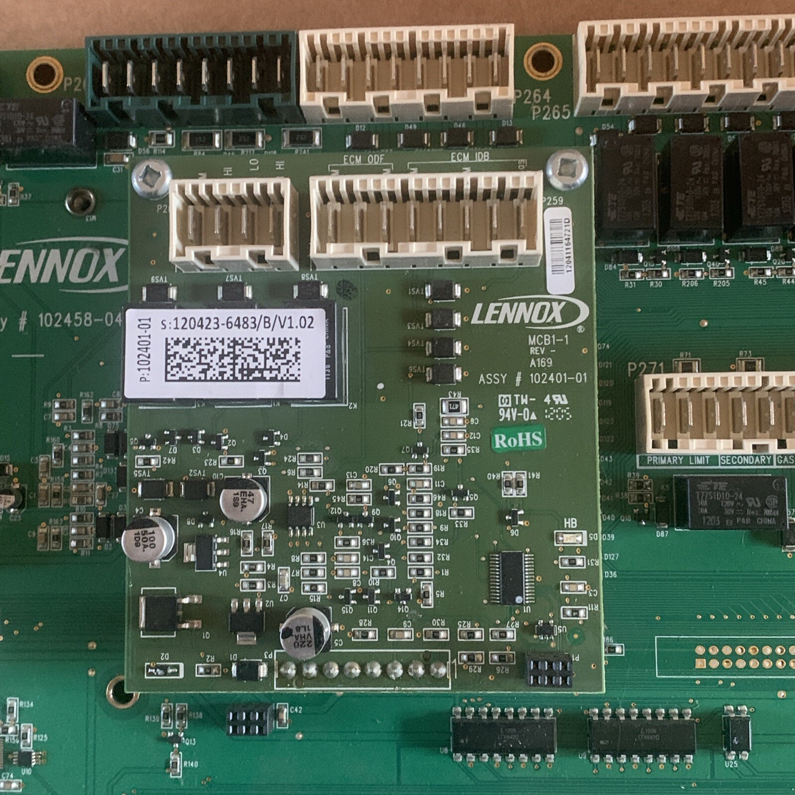 Lennox Prodigy M2 Unit Controller Board. 102458-04 W/102401-01 USED