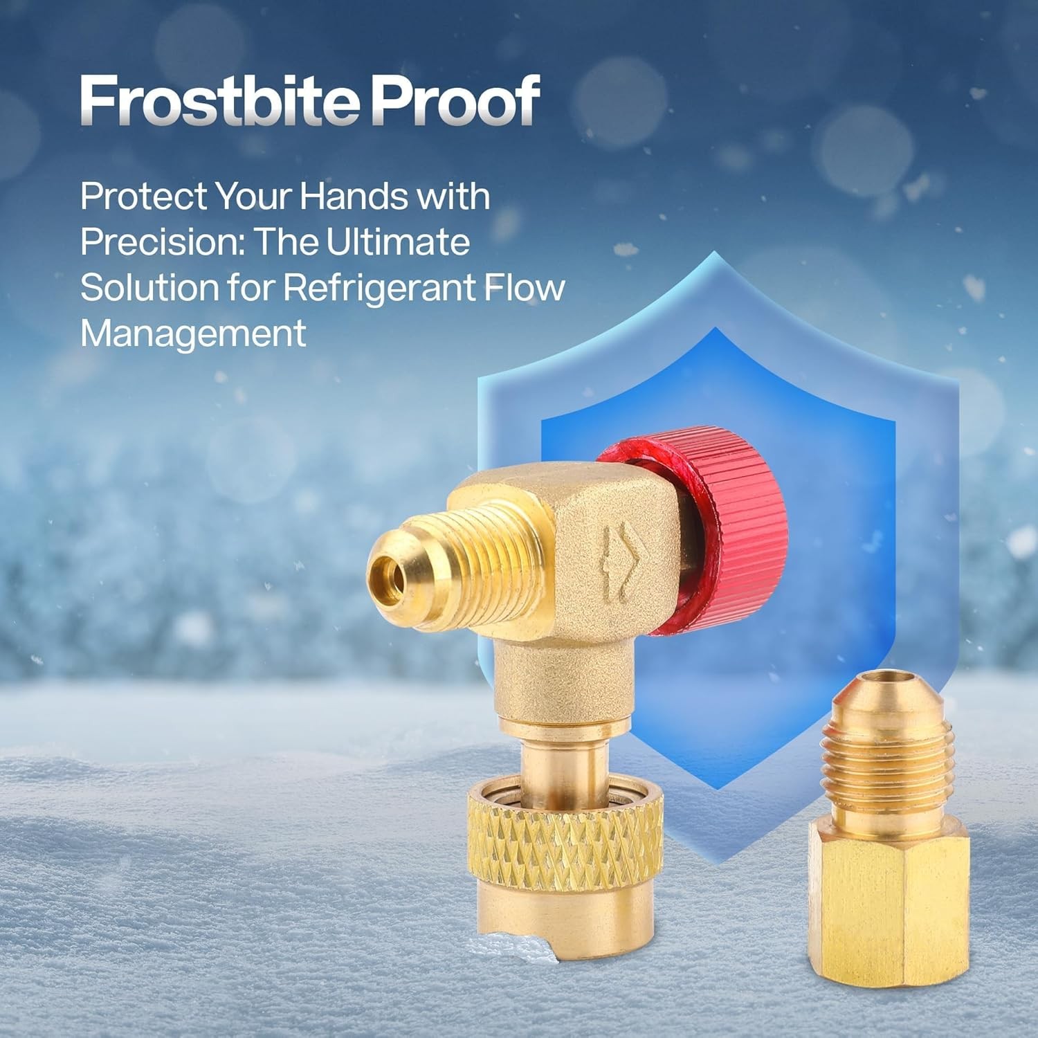 1/4″ to 1/4″ Refrigerant Charging Valve, HVAC Control Valve, Brass Color: Blue