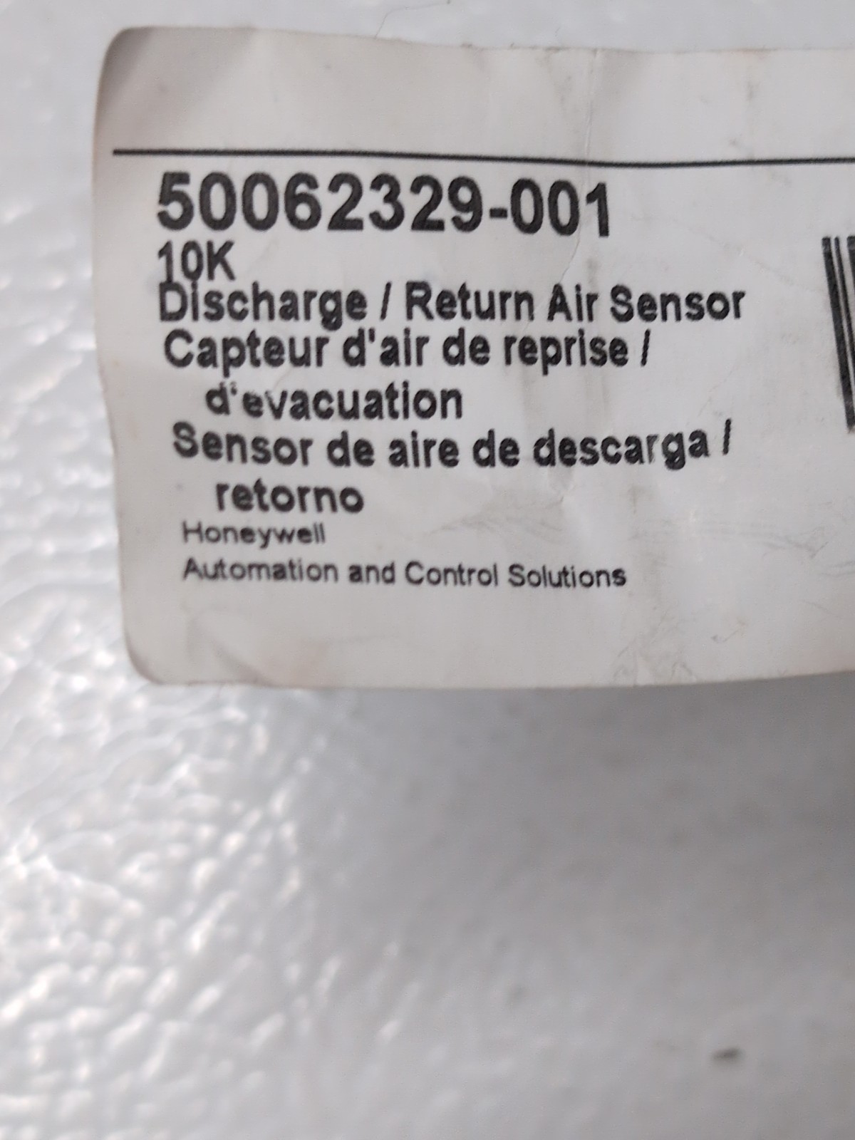 Honeywell Home 50062329-001 10K Discharge/Return Air Sensor 1 each NEW 031326B