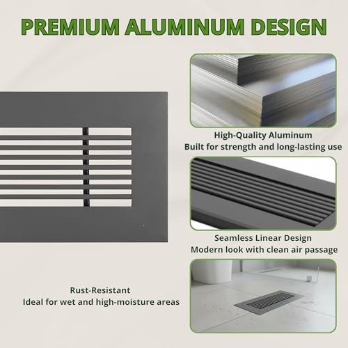 Modern Aluminum Floor Return Grille 4×10 Matte Gray HVAC Vent Cover