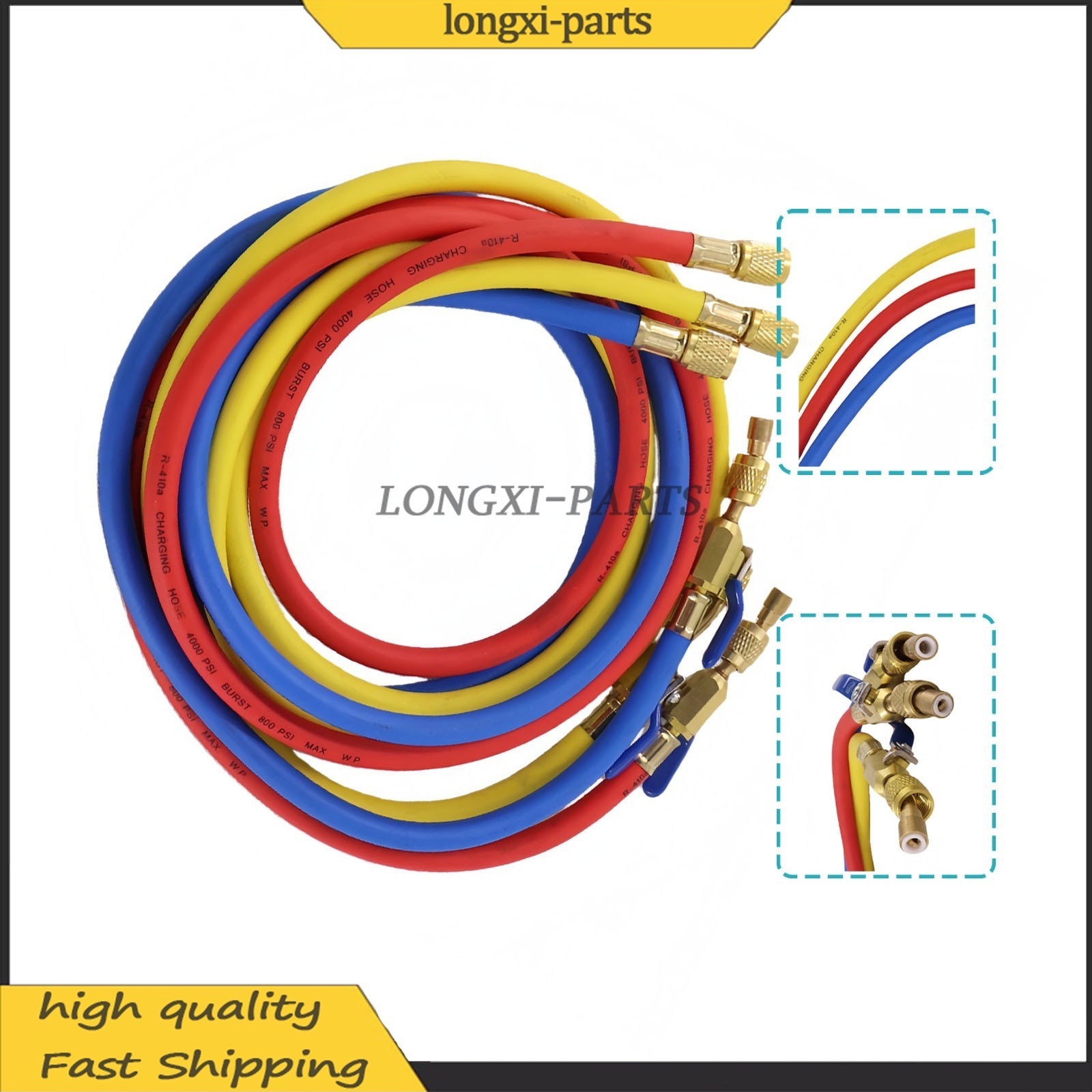 Fits R-410A Refrige 3Pack 29986 Plus II 1/4″ Hose with Compact Ball Valve 72″ US
