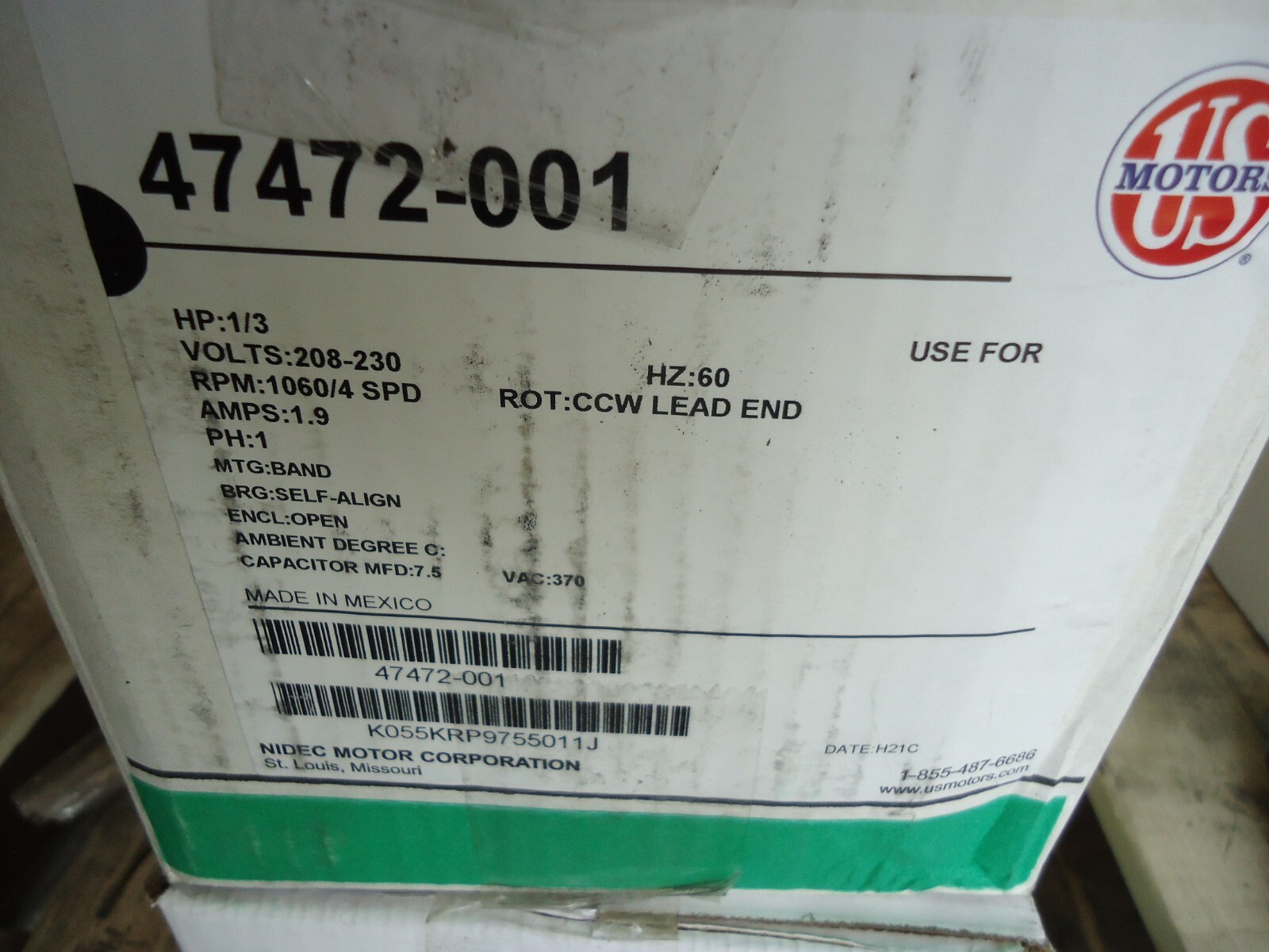 R47472-001 Armstrong 208-230V1Ph1/3Hp 1060Rpm Mtr OEM R47472-001