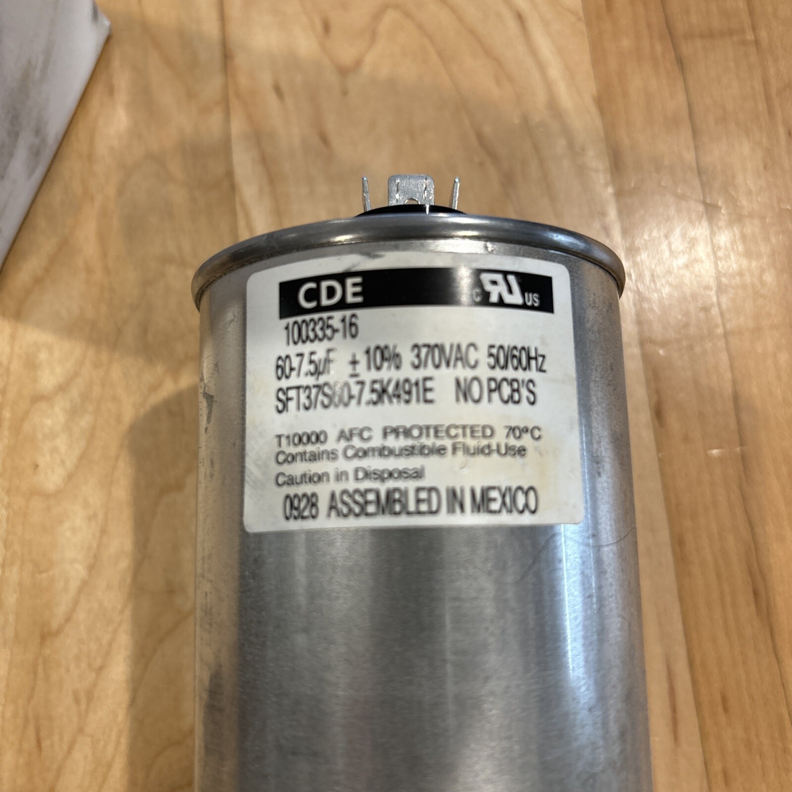 CDE 89M84 Dual Run Capacitor 60-7.5 370 VAC 50/60 Hz Assembled Mexico
