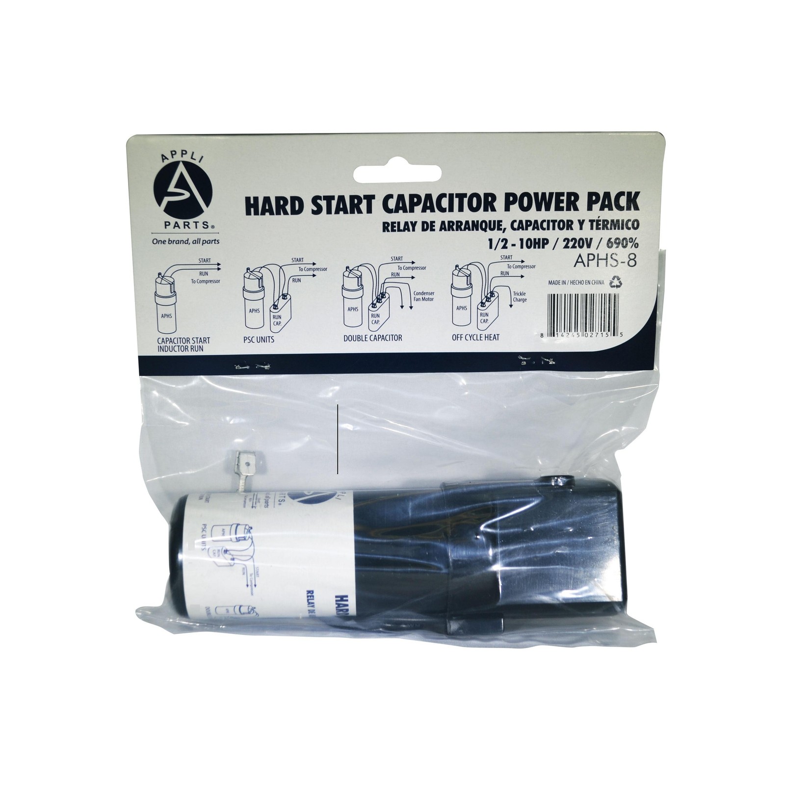 Appli Parts Hard Start kit Capacitor power pack booster for 1/12-10 HP air condi