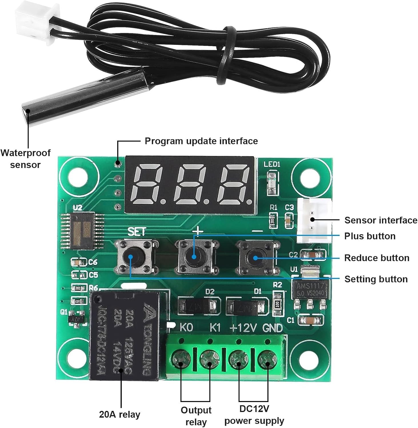 Reliable Waterproof Digital Temperature Thermostat – 4-Pack, Precise Control