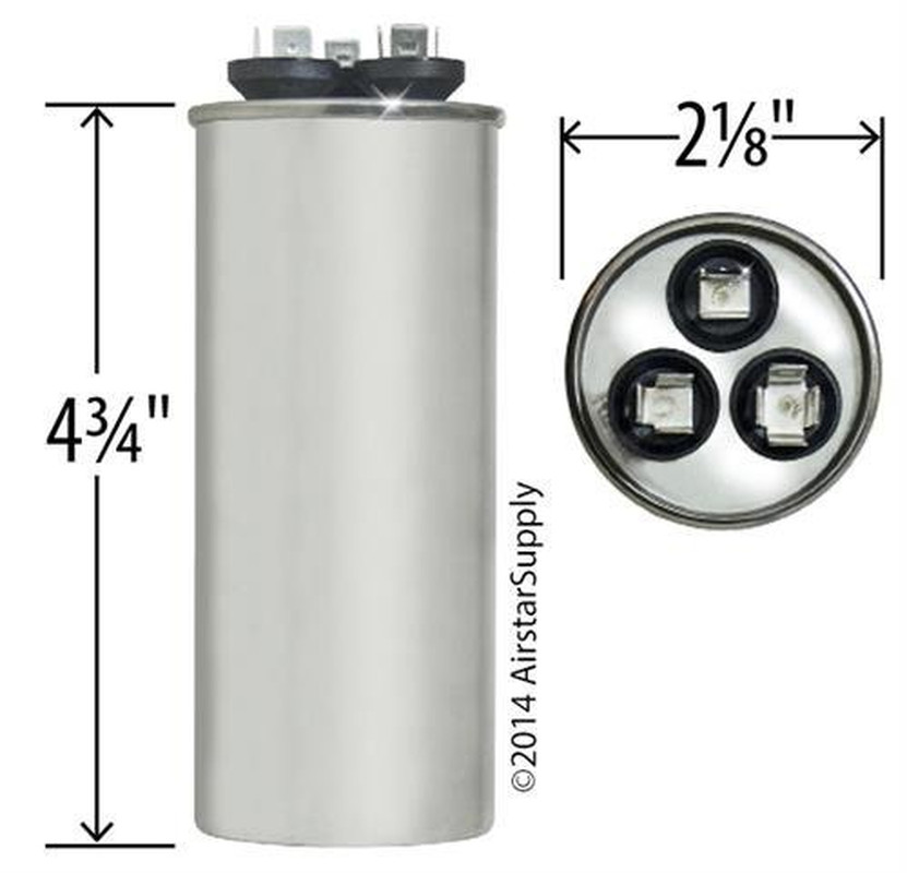 97F9838/C4405R round Capacitor 40 5 UF MFD, 440V