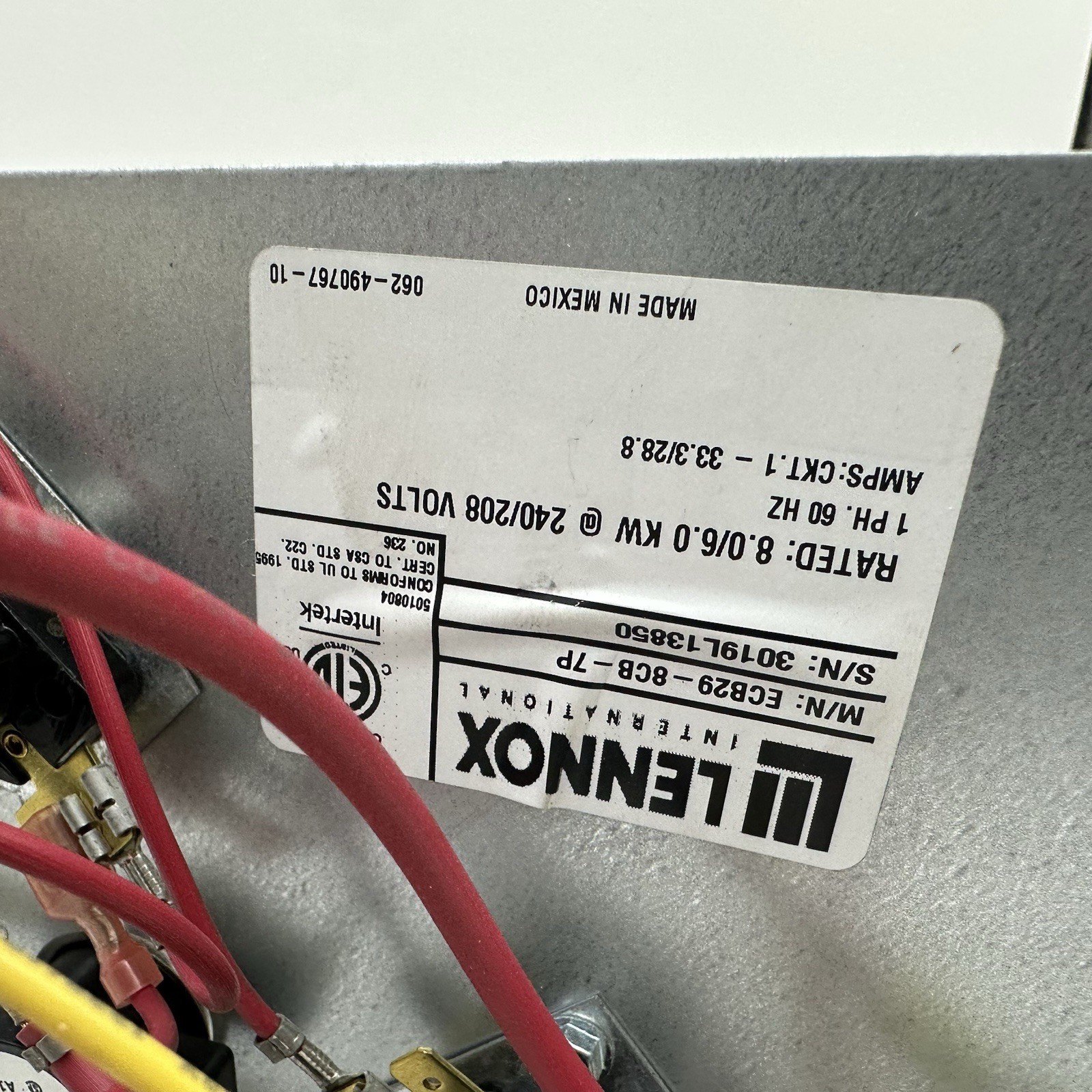 Electric Heat Strip Lennox ECB29-8CB-7P 8kw 240v New Open Box OEM