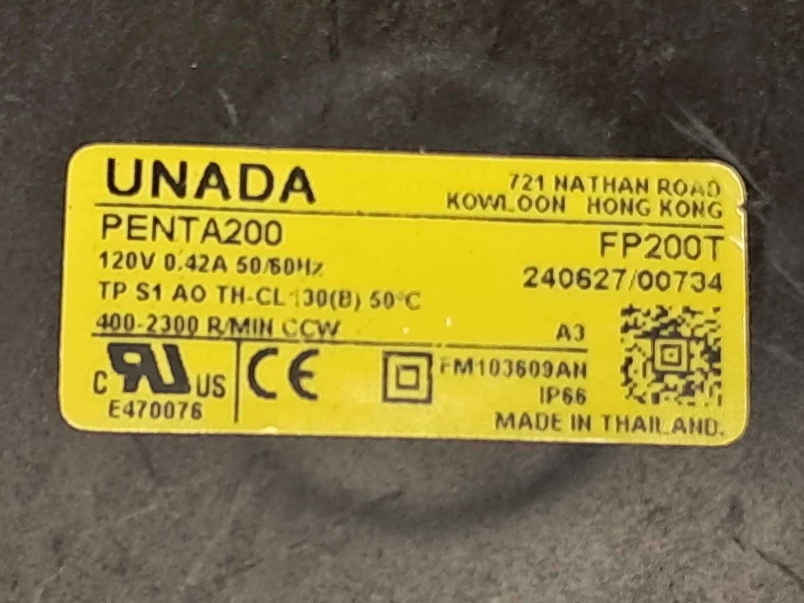 UNADA PENTA200 EC Motor & Frame 200mm Penta 200 FP200T Electric Fan Motor
