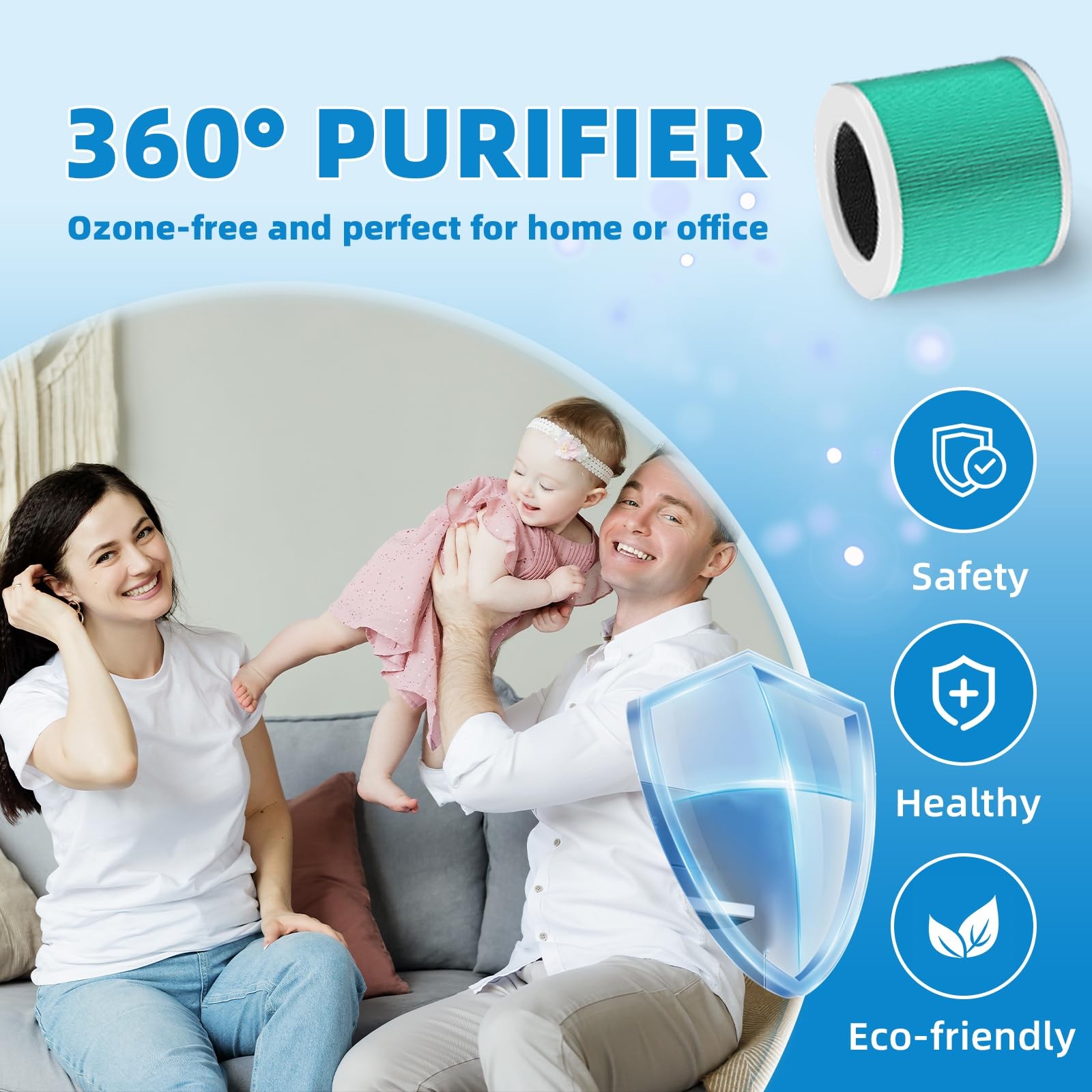 HY1800 HEPA Air Filter Replacement Green