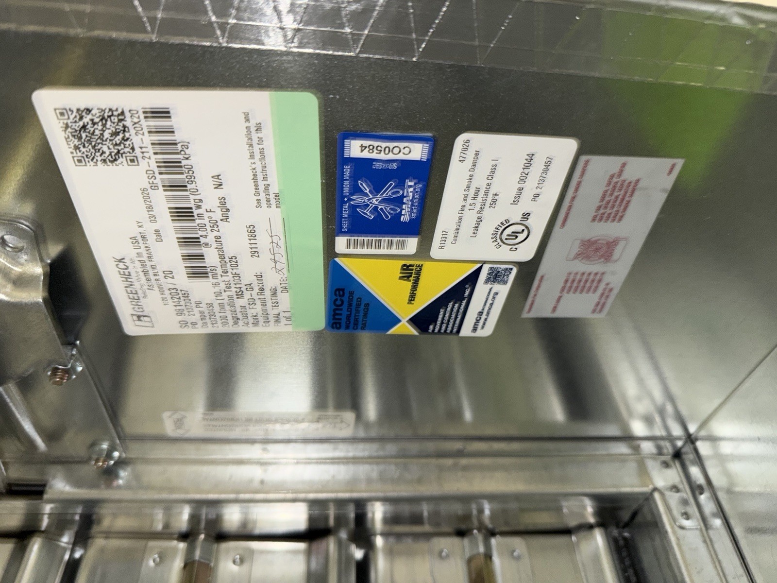 Greenheck GFSD-211 20×20 Fire And Smoke Damper