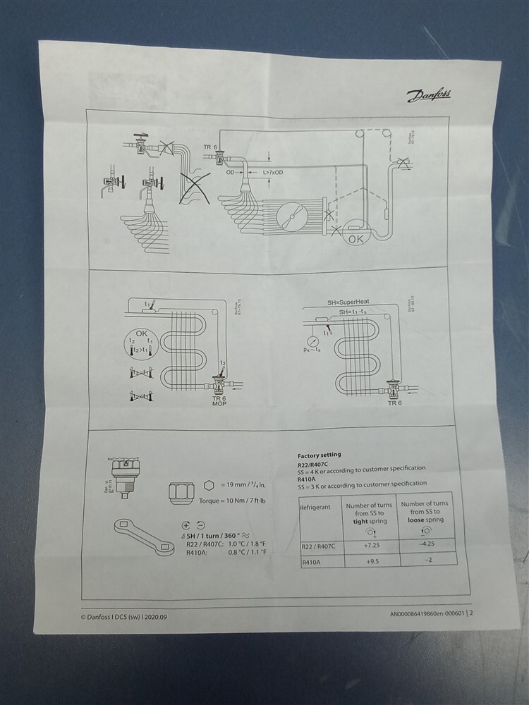 Danfoss 067U3807 Thermo. Expansion Valve TR 6 4.00 TR R410A Trane X15111657490