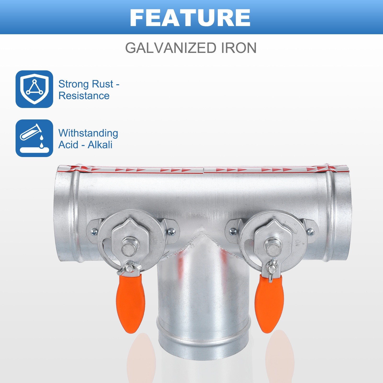 4 Inch OD 3 Way Splitter T-Shaped Manual Volume Damper for Vents Fans