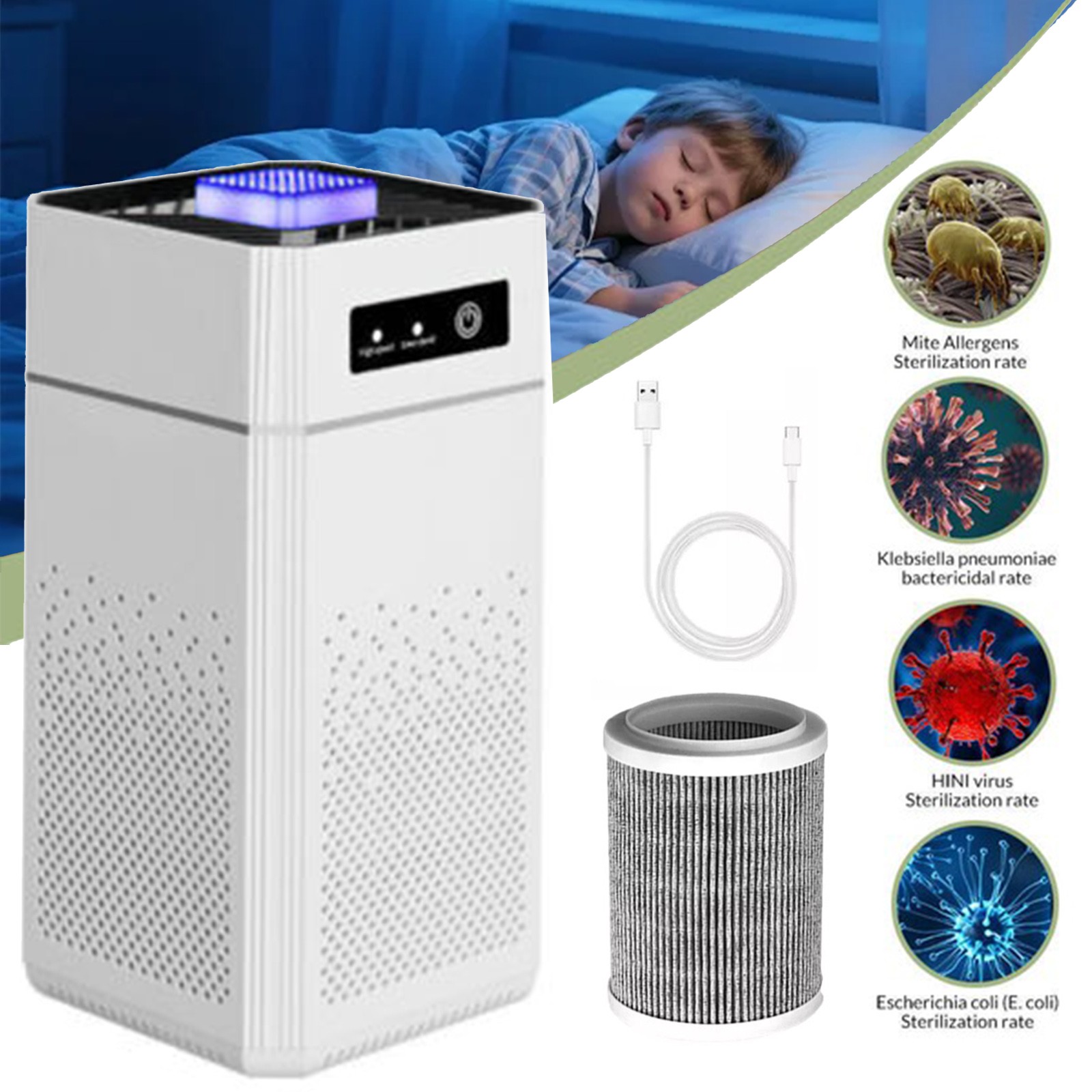 Smart Negative Air Purifier Odor Smoke Negative Ion Generator Filter Air Cleaner