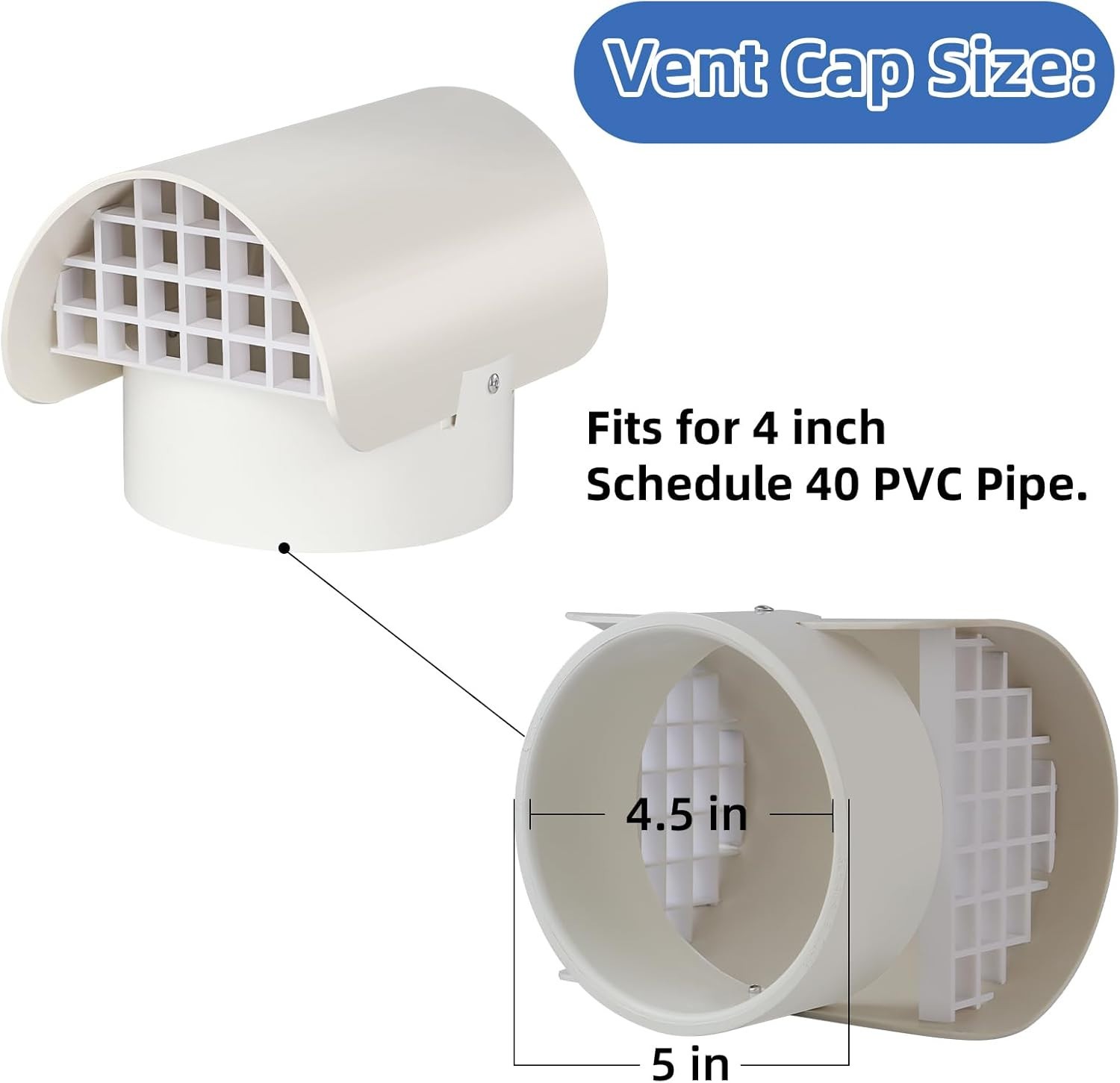 4 inch PVC Rain Caps Radon Fans