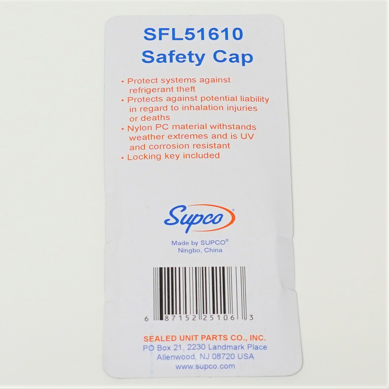 Supco SFL51610 Safety Access Locking Cap 5/16 In. 10 PK for HVAC Refrigerant Gas