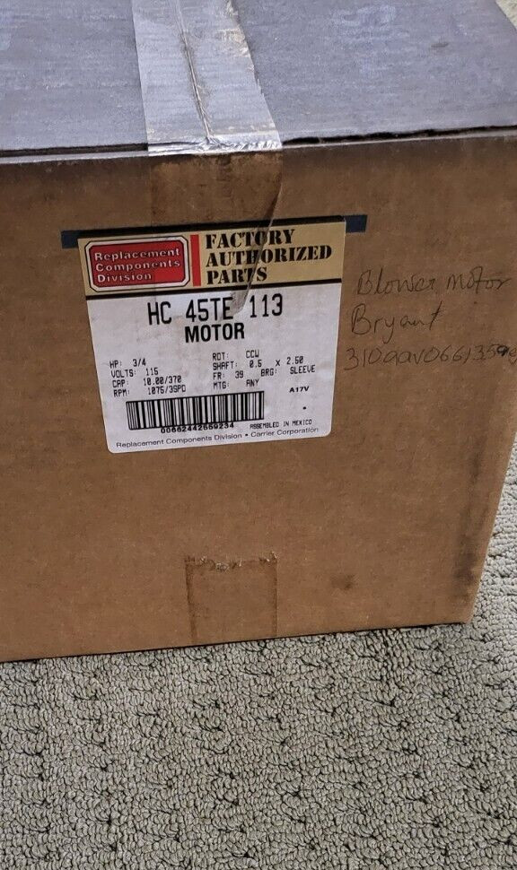 Genteq blower motor for Bryant, Carrier, Payne 310AAV066135AEJA HC 45TE 113