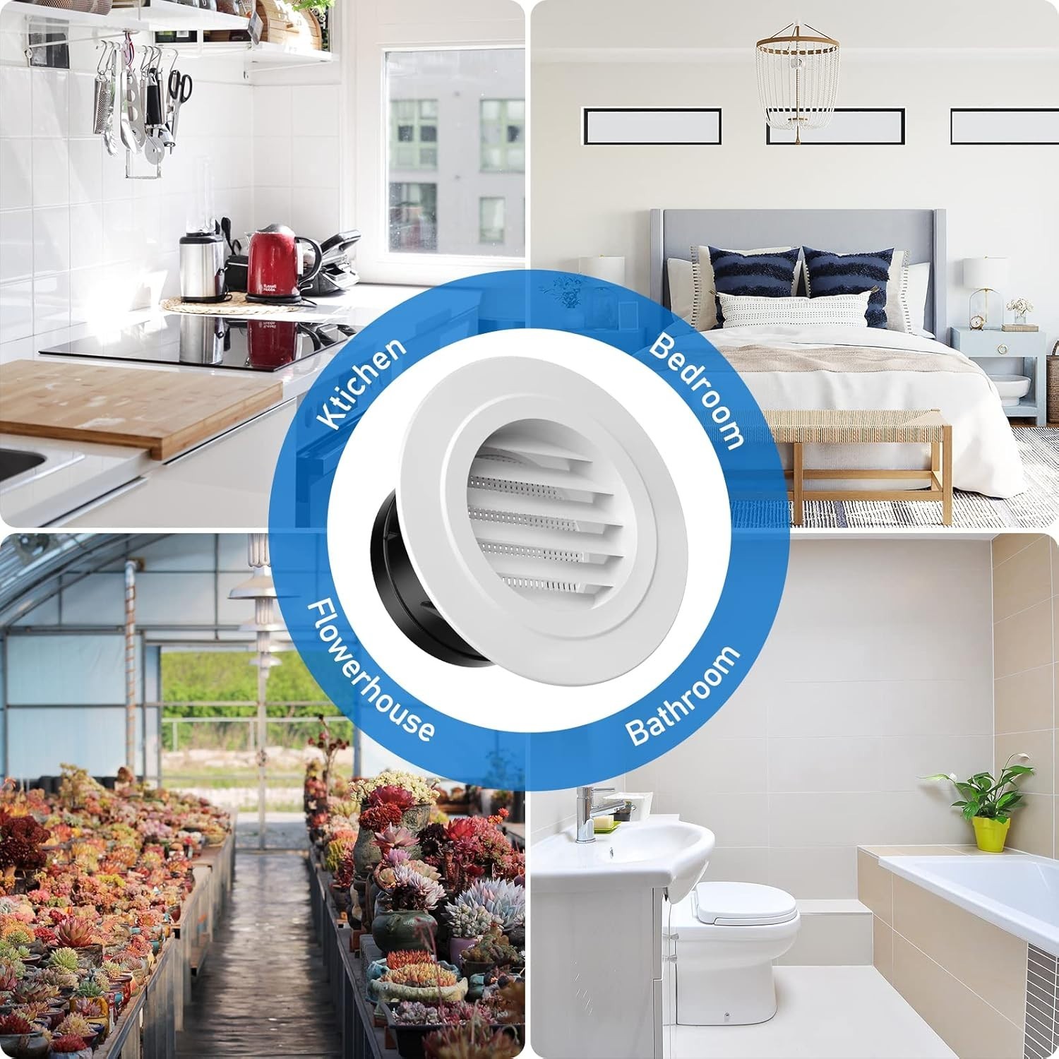 White 4-Inch Round Soffit Vent Cover with Fly Screen