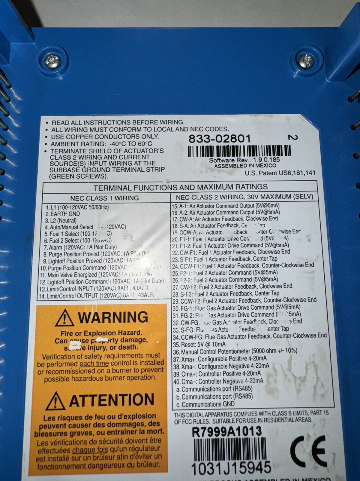 Cleaver Brooks 833-02801 R7999A1013 833 02801 Controller 83302801