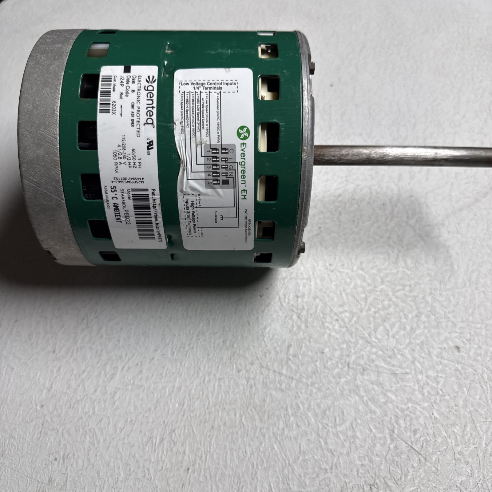 Genteq Evergreen 5SAA39DLP8022 Blower Motor 1/3hp 115/208-23V