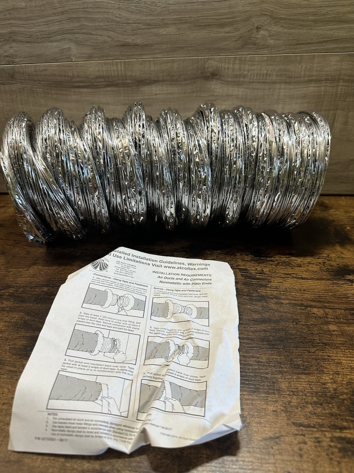 Atco 5” x 25’ Flexible Air Duct Connector Uninsulated Class 1 Open Box