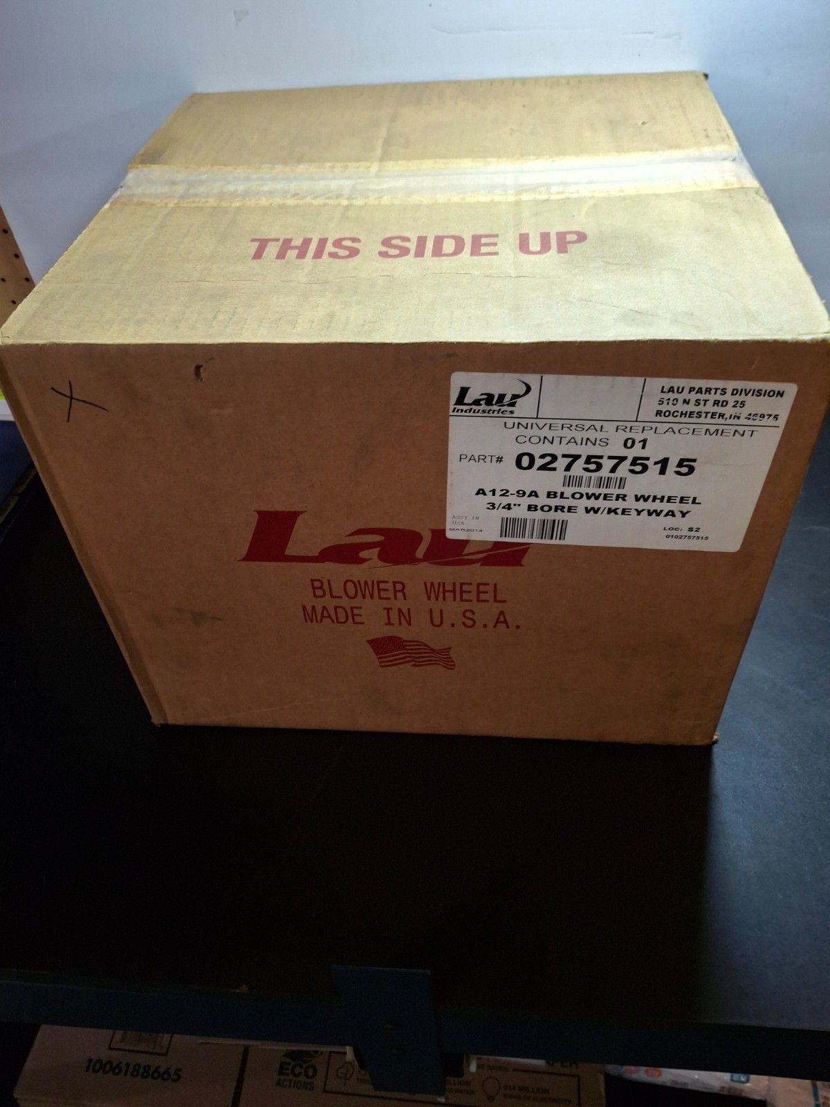 Lau Industries #02757515 Double Inlet Blower Wheel 12″x9″ 3/4″ Bore w/ Keyway