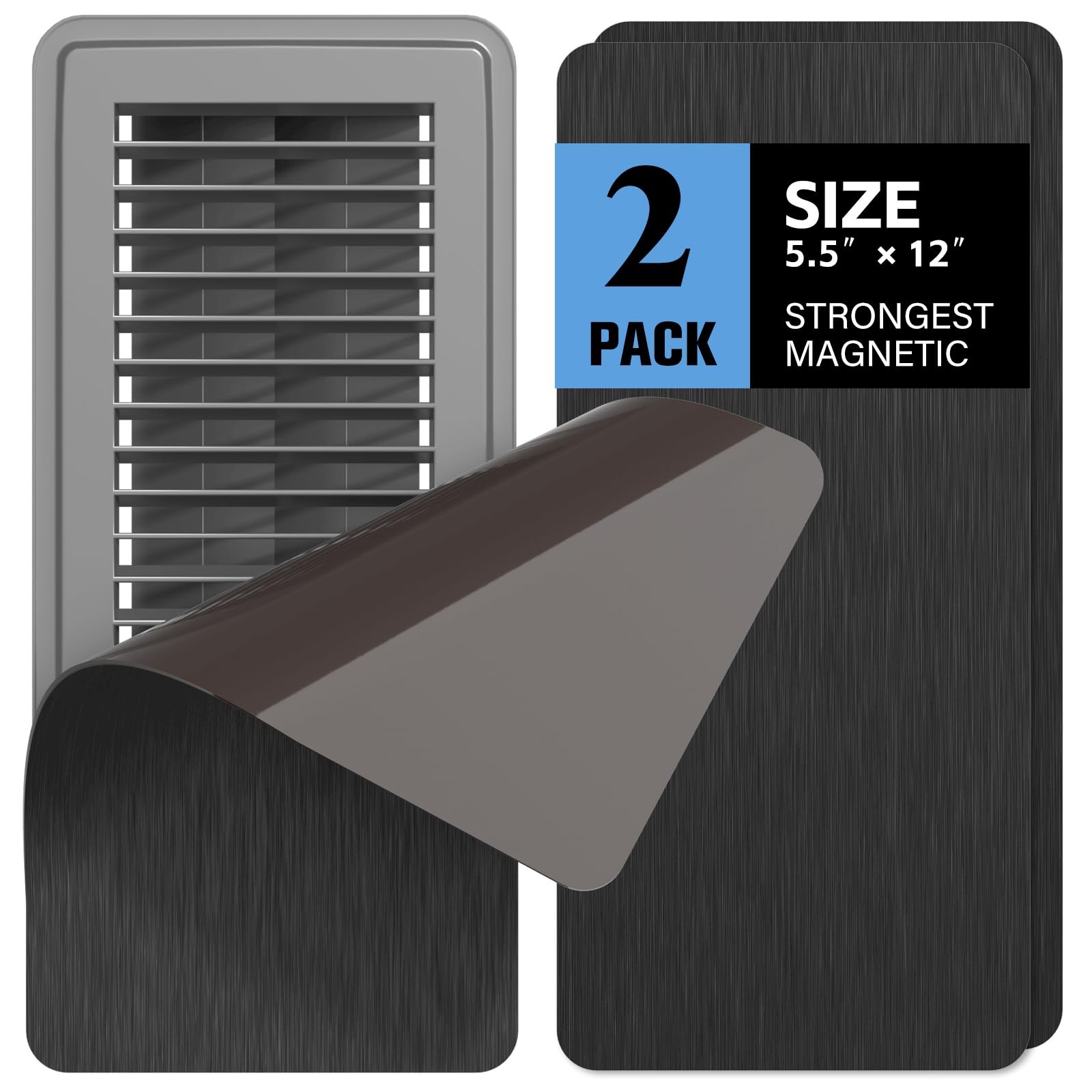 2 Pack High Strength Magnetic Vent Covers 5.5″ x 12″ 2 Pack-Black, Black