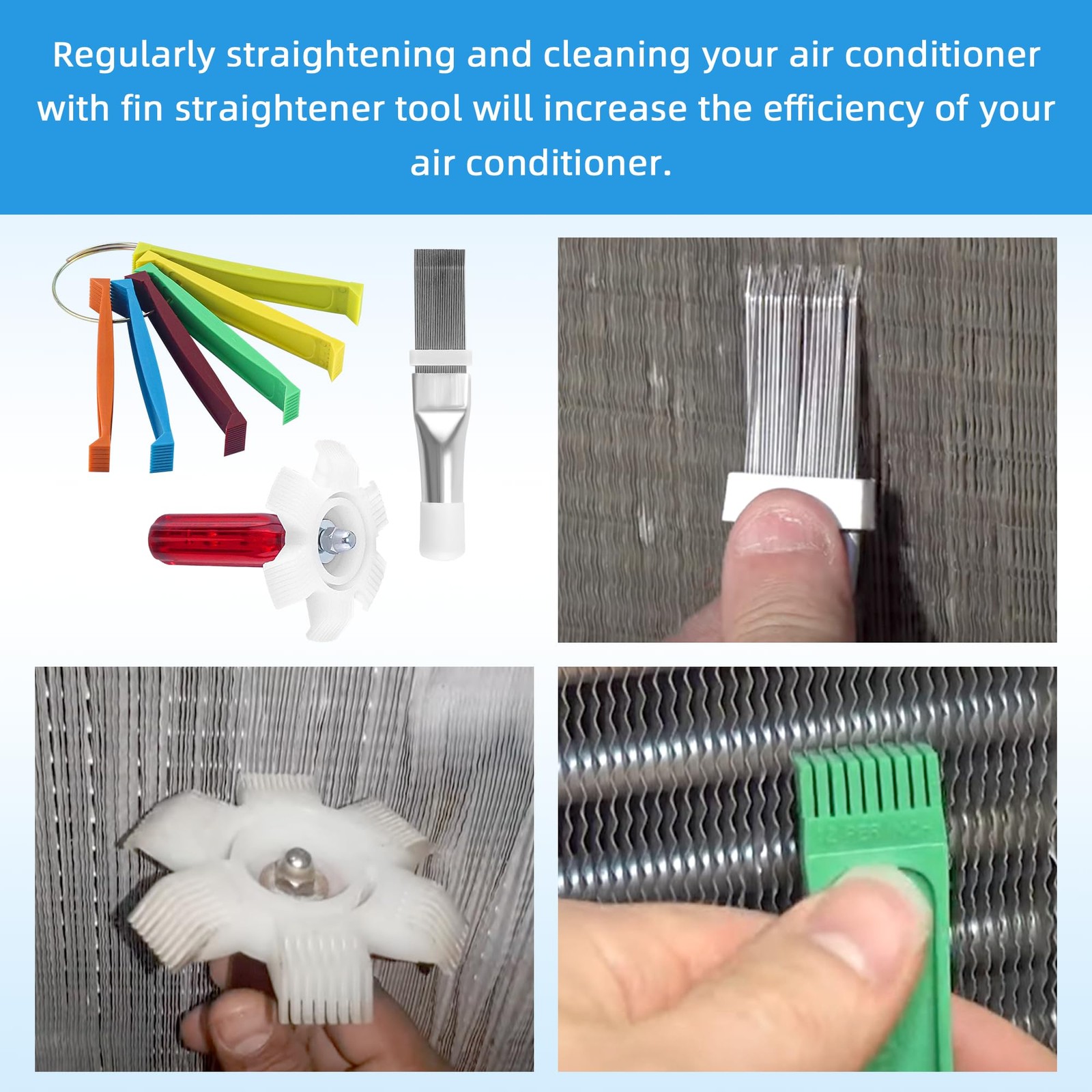 AMI PARTS 3 PCS Air Conditioner Fin Comb Condenser Straightener Include…