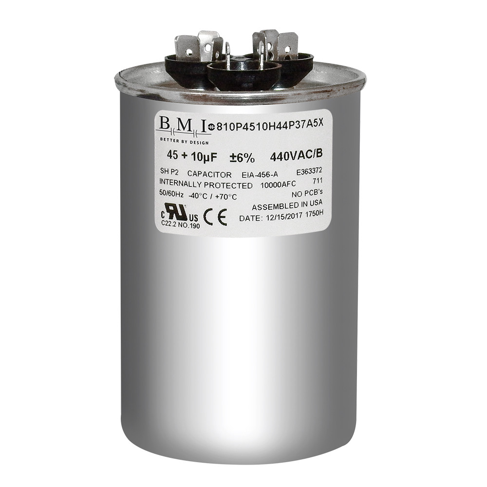 USA Capacitor , Replaces Lennox 89M83 Dual Run 45/10 MFD 440V or 370 VAC Round