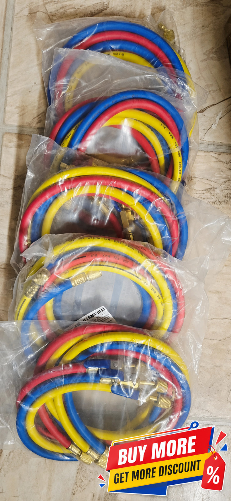 Yellow Jacket 29986 Plus II 1/4″ Hose with Compact Ball Valve 72″ (Pack of 3)