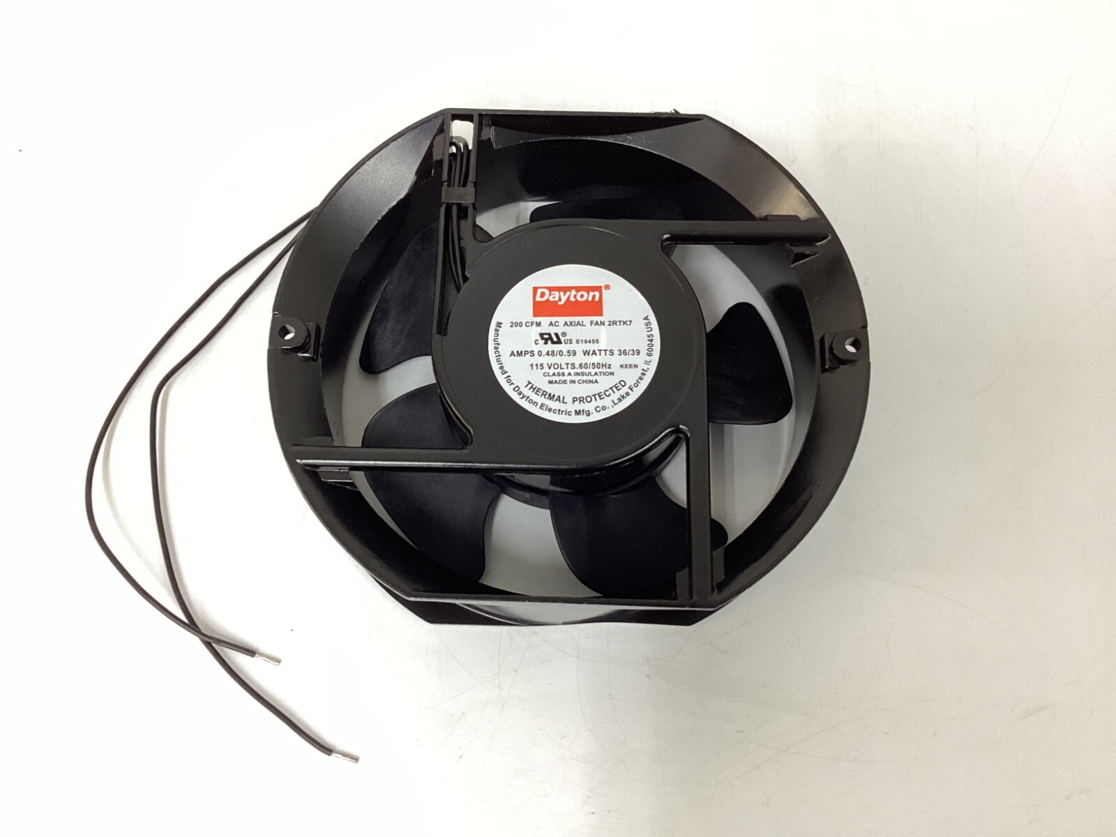 DAYTON 2RTK7 Standard Oblong Axial Fan: 6 3/4 in Ht, 2 in Dp, 124/112 cfm, IP20,