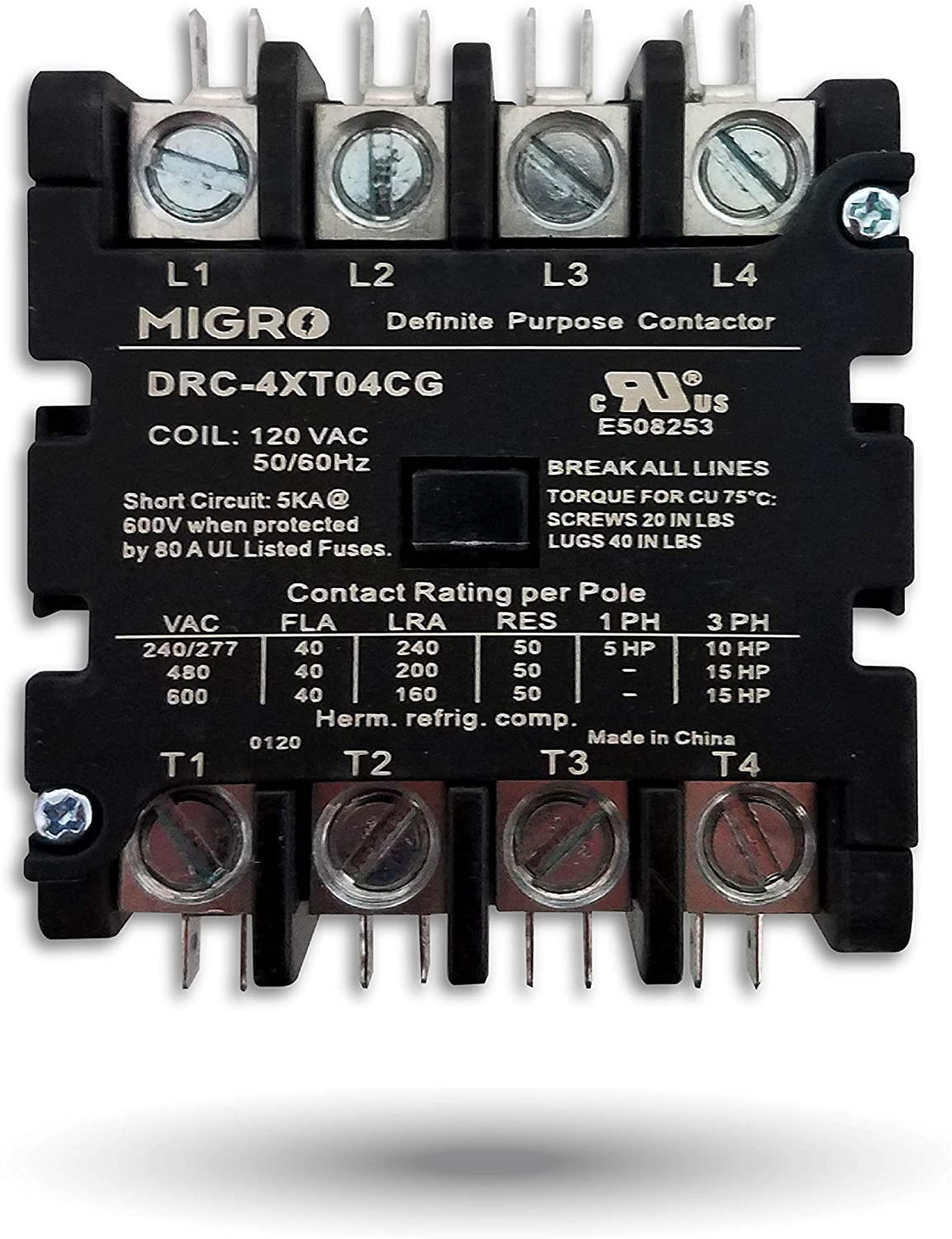 Dp Contactor 4 Pole 40 Amp 120V Coil HVAC 50A 40A 30A AC Motor Air Conditioner
