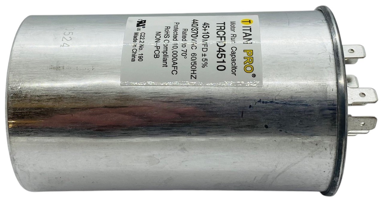 Titan Pro® Motor Run Capacitor | Round | 45 + 10 MFD | 370/440 Volt | TRCFD4510