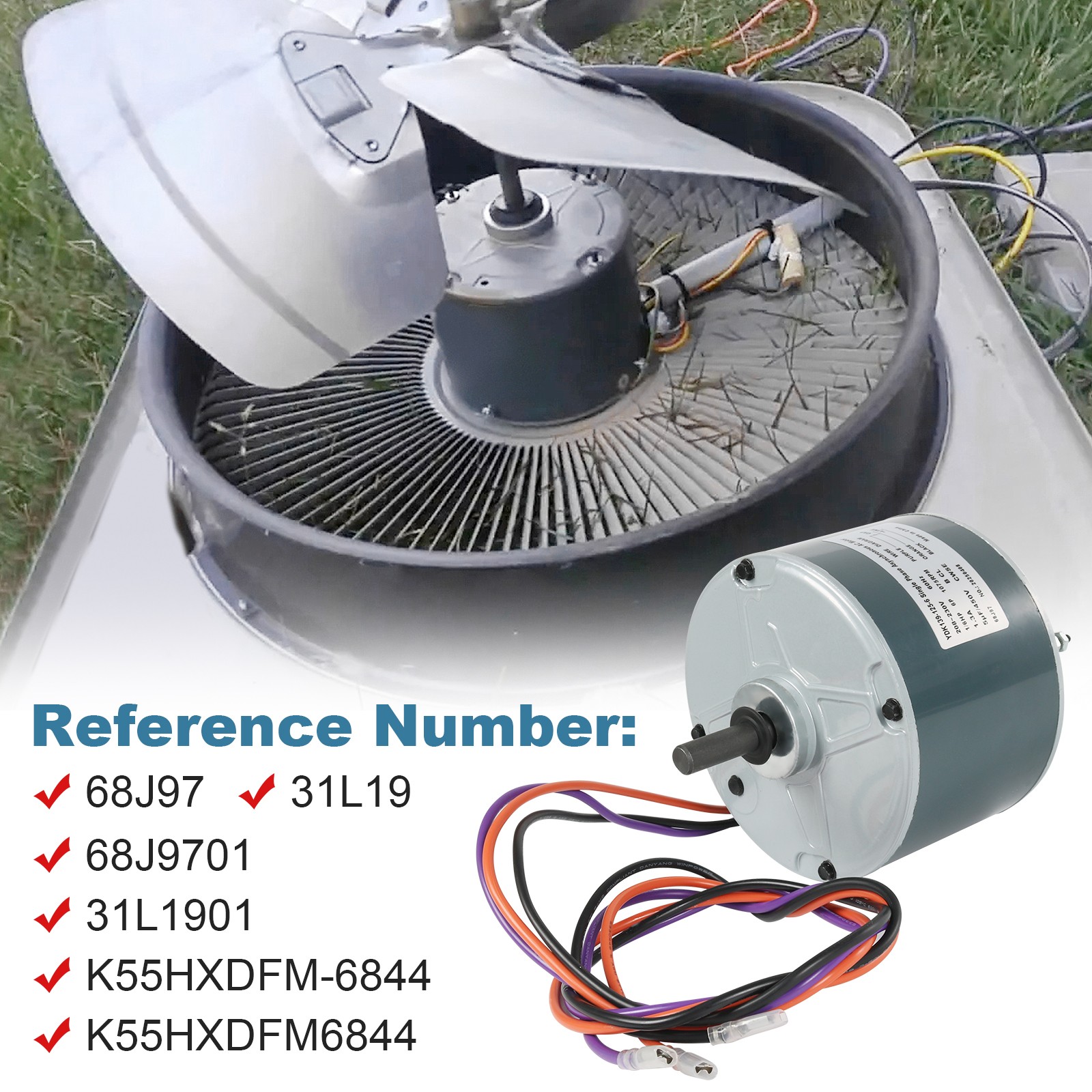 Condenser Fan Motor, 1/6 HP, 208-230 Volts For Lennox 68J97 – Interlink 68J9701