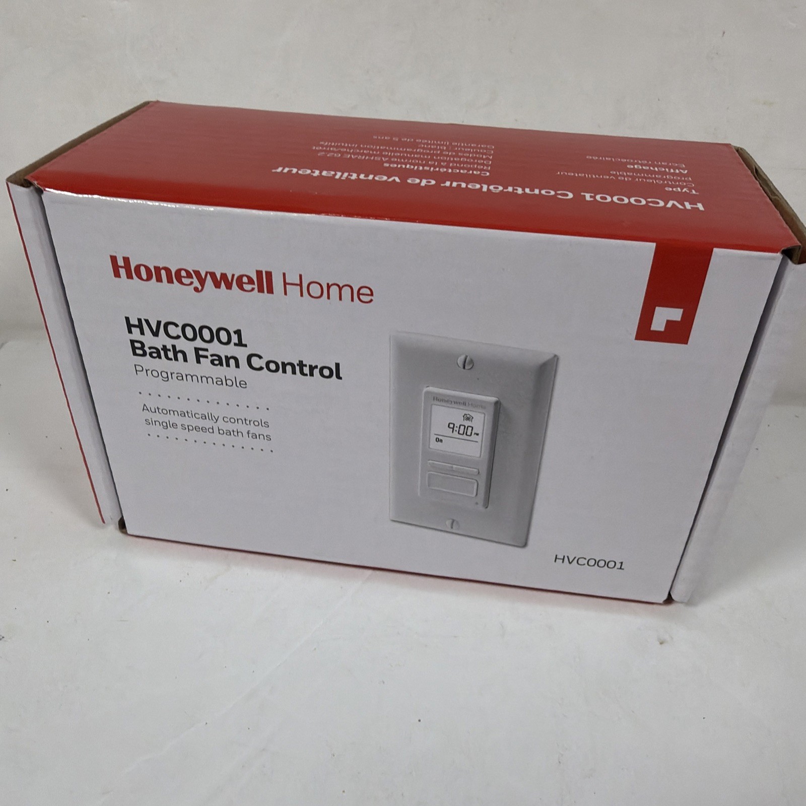Honeywell Home Bathroom Exhaust Control Fan Switch White Programmable Backlit