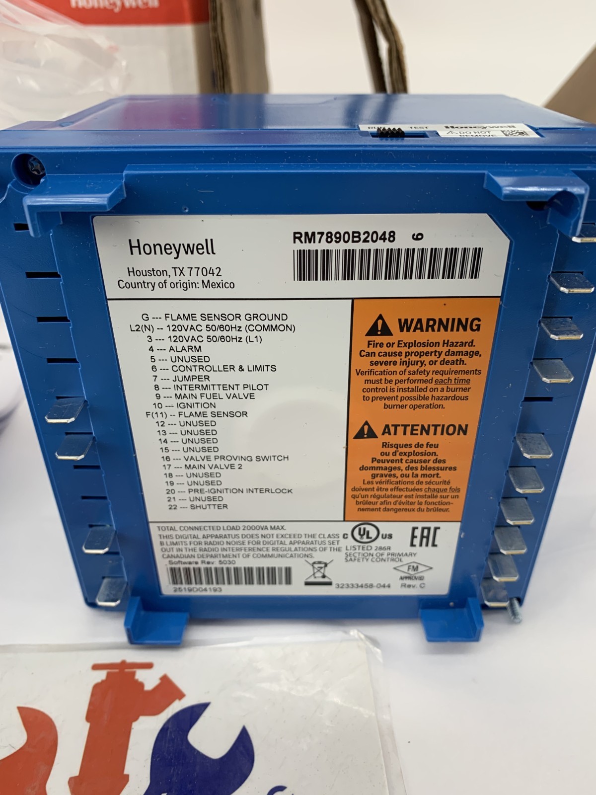 Honeywell RM7890B2048 Burner Module Primary Automatic Control 120V VPS NEW