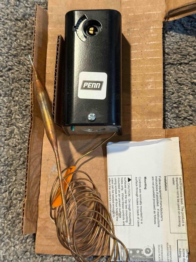 Penn Remote Bulb Temp Control, Diff 3-12 Adj SPST Open Low 6′ Cap 3/8 X 4″ Bulb