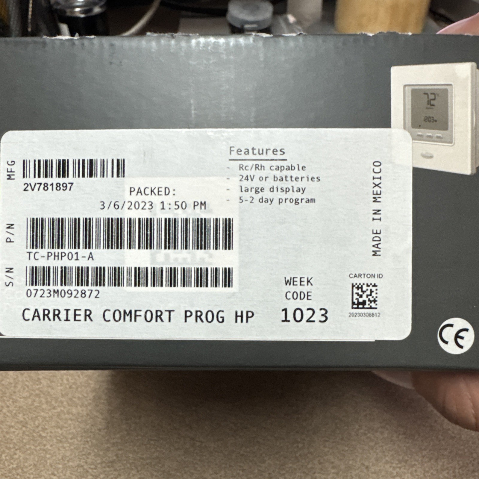 Carrier Comfort TC-PHP01-A Programmable Heat Pump Thermostat Control Module 24V
