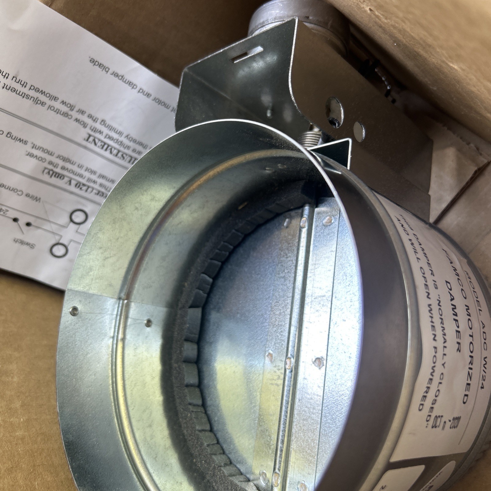 Motorized Damper HVAC Zone Control Damper 24 Volt Normally Closed, Power Open