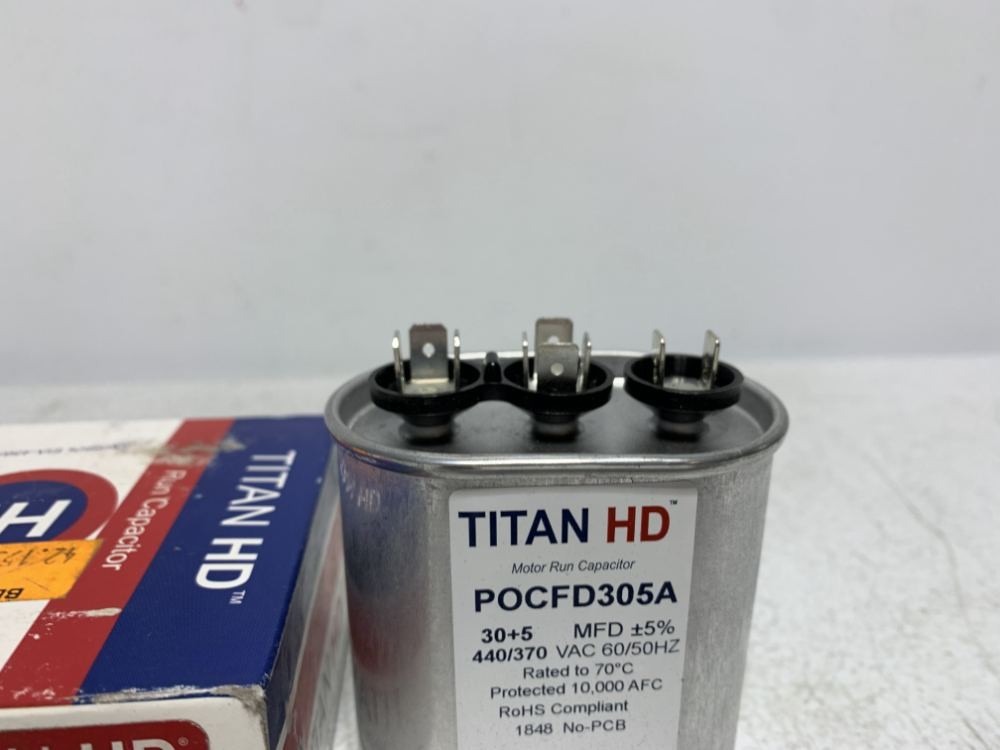Titan POCFD305A Motor Run Capacitor 30/5 MFD 440/370V Oval