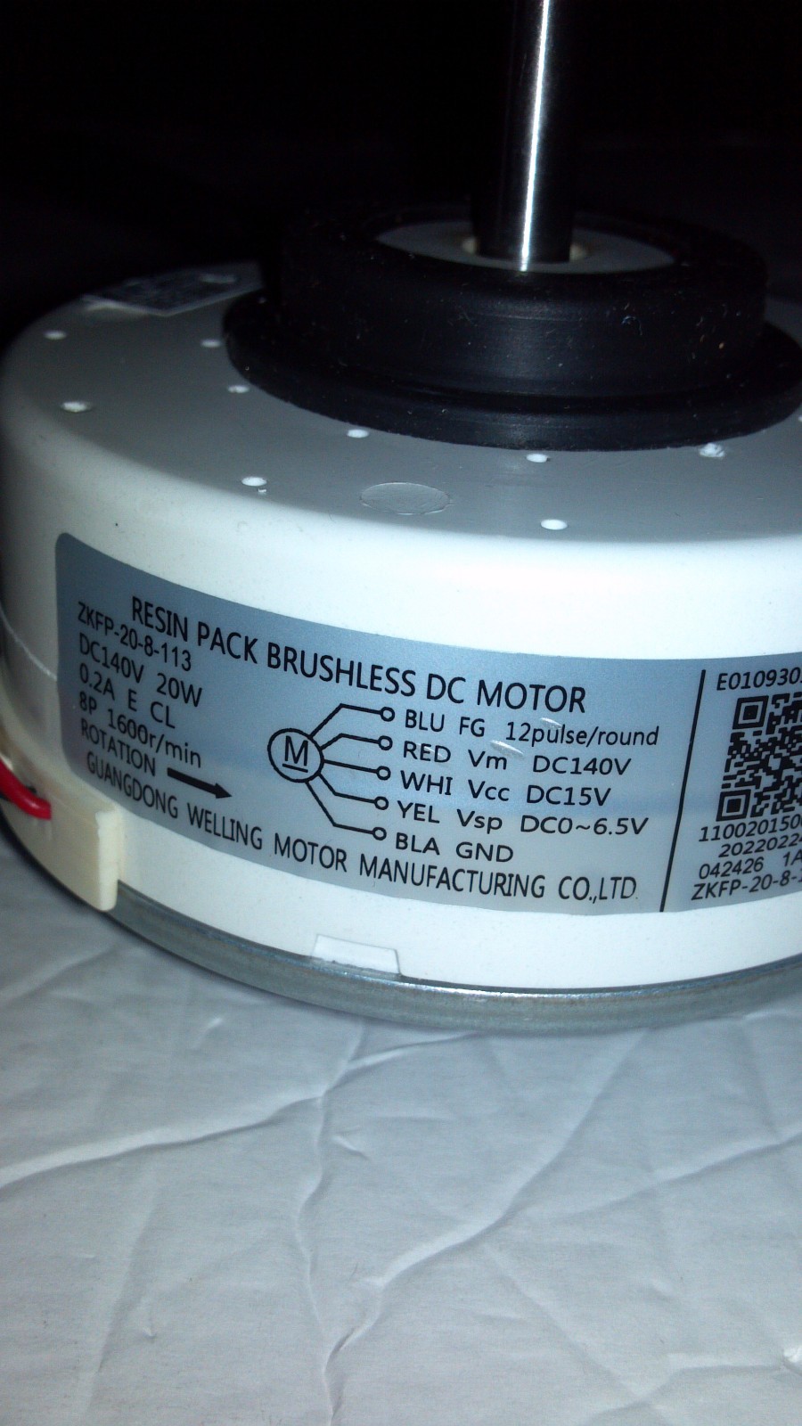 Midea ZKFP-20-8-113 BRUSHLESS DC MOTOR 140V 20W 1600RPM