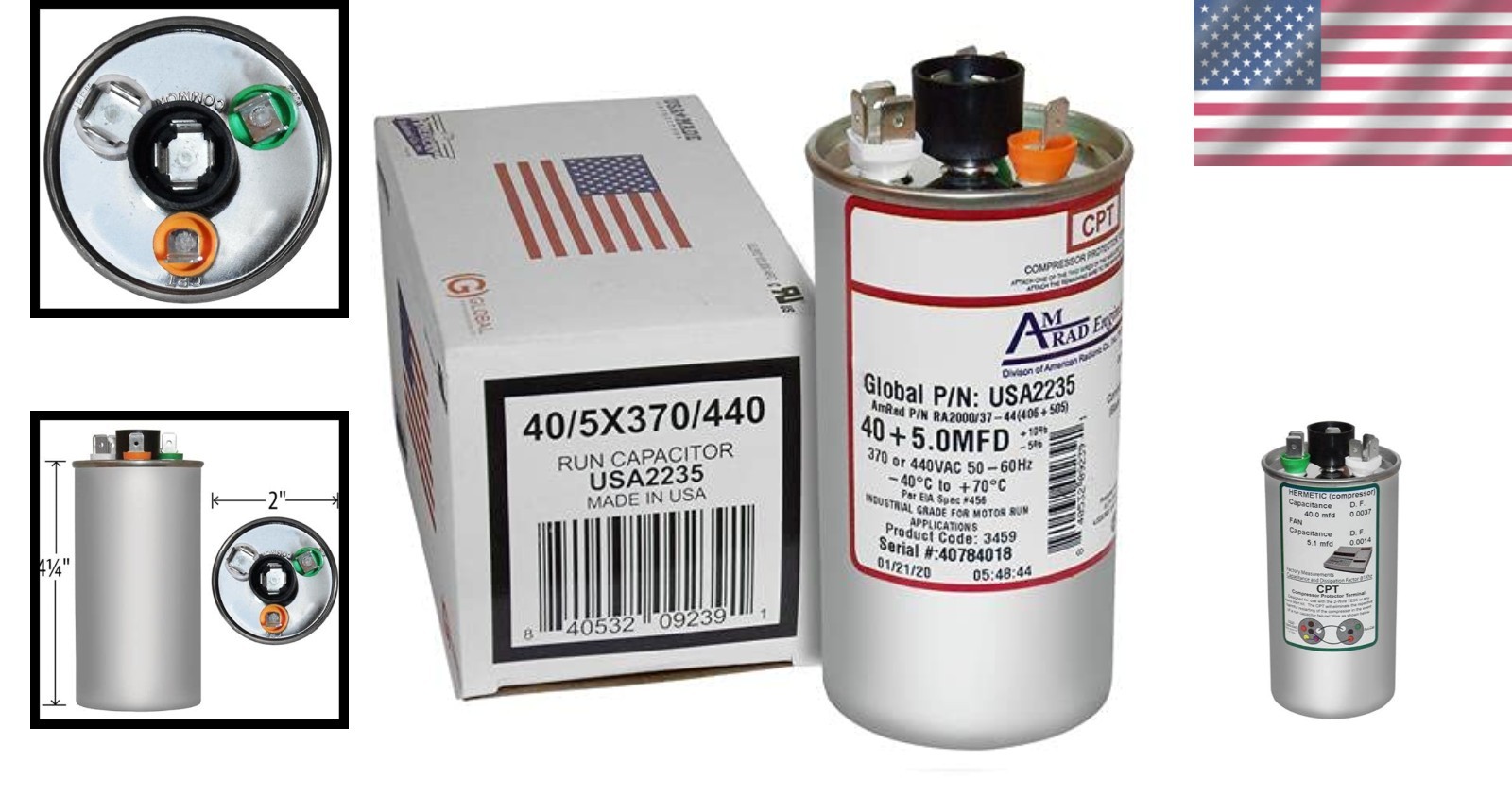 Goodman 40 + 5 uf / Mfd Dual Capacitor