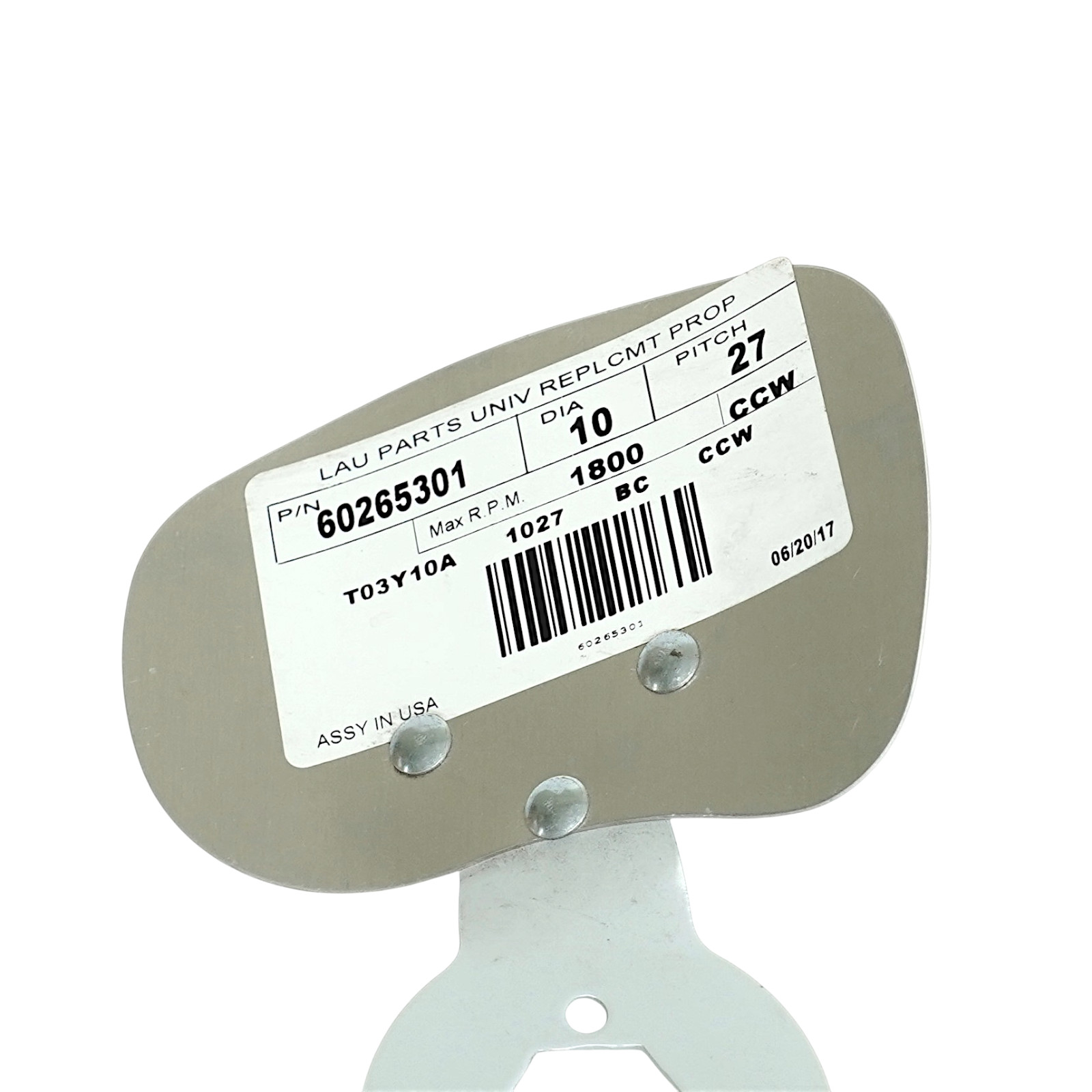 Lau 60265301 10″ Fan Blade CCW Rotation 27 Degree Pitch 3 Blades