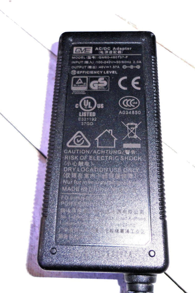 OEM / Genuine GVE Power Supply GM60-480137-F AC/DC Adapter 48V 1.37A + Plug