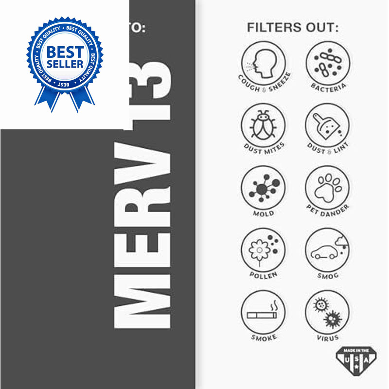 Aerostar 16x25x1 MERV 13 – 4 Count – Pleated HVAC, Furnace & 4 PACK, White